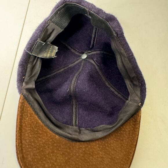 Vintage Unbranded USA Made Black Wool & Leather Brim Fitted Elastic - Picture 4 of 6